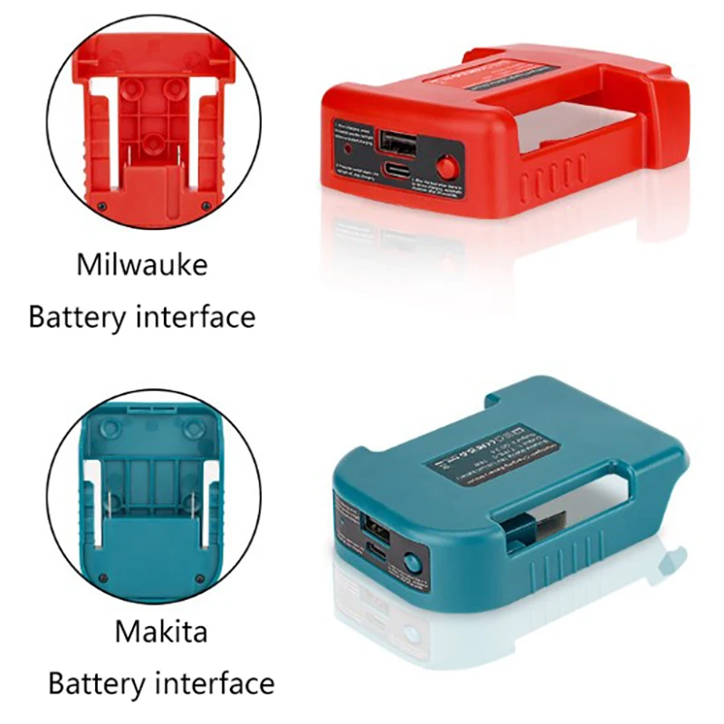 1 buah aksesori DIY untuk Makita 18V dengan USB dengan dudukan baterai tipe-c BL1840 BL1850 BL1860 adaptor pengisi daya Cepat