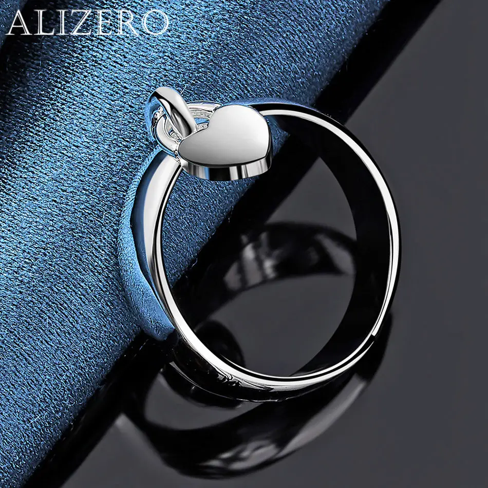 Women's 925 Sterling Silver Heart Lock Ring