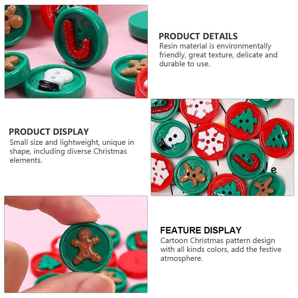 

50Pcs Resin Christmas Buttons Colorful Snowman Tree Snowflake DIY Sewing Accessories Decorative Holiday Crafts