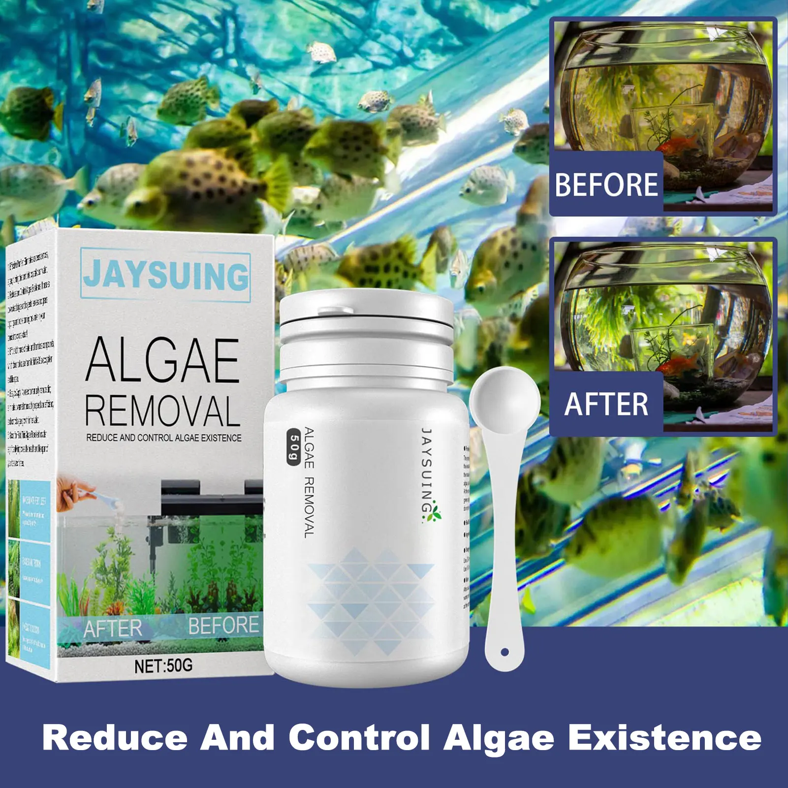 Algae Removal Pond Cleaner High Efficient Algae Repellents Agent Purifier Reduce And Control Algae Existence Fish Tank Cleaning