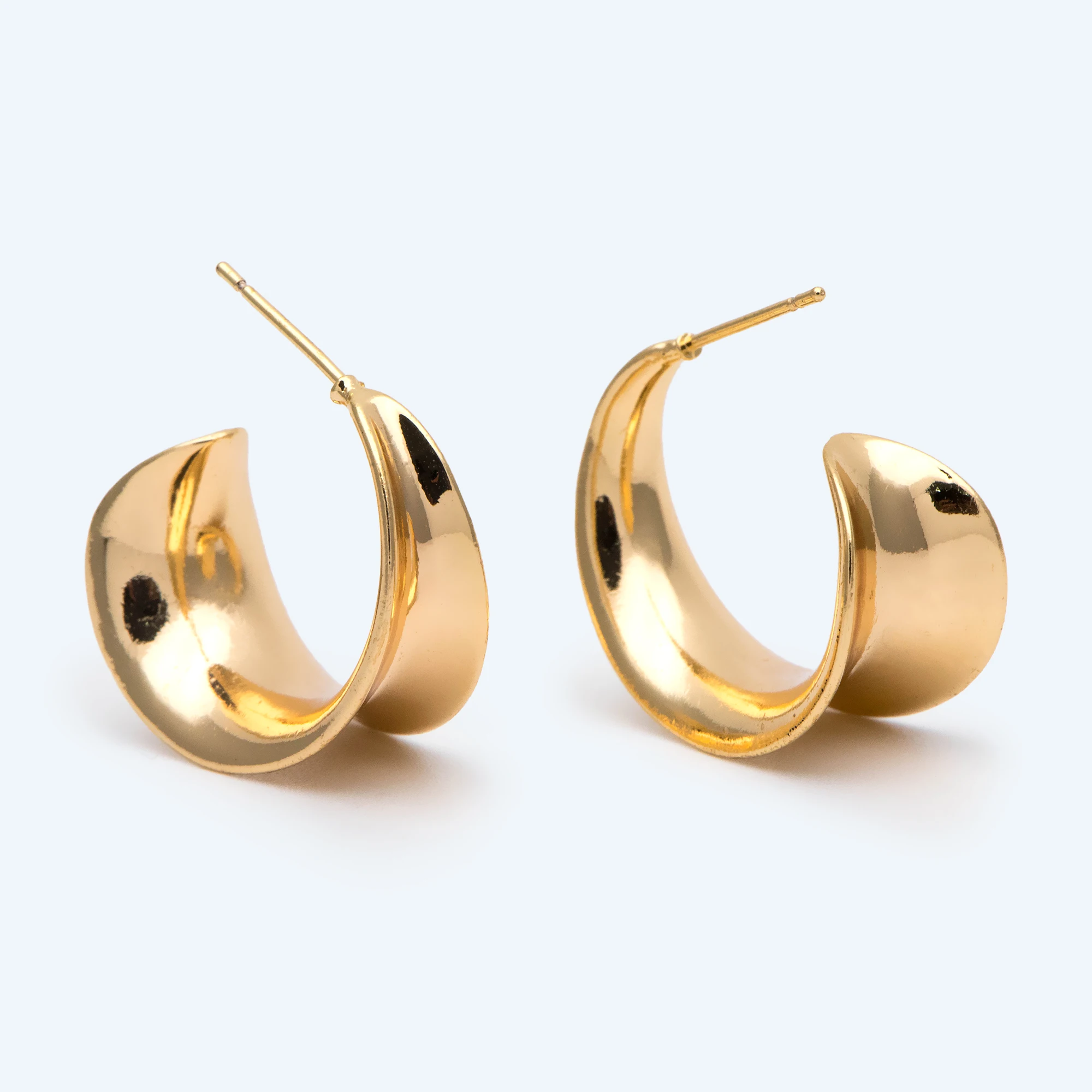 

4pcs Gold Minimalist C Shape Earring Posts, 18K Gold Plated Brass Ear Posts, Stud Earrings (GB-2828)