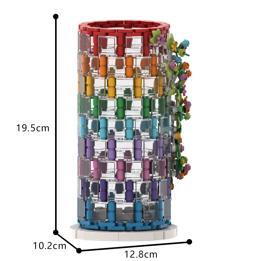 Gobricks MOC kreatywność Rainbow Vase Model klocki klasycznyALLANs wazon diy cegły zabawki ozdoby dekoracyjne prezent dla dzieci