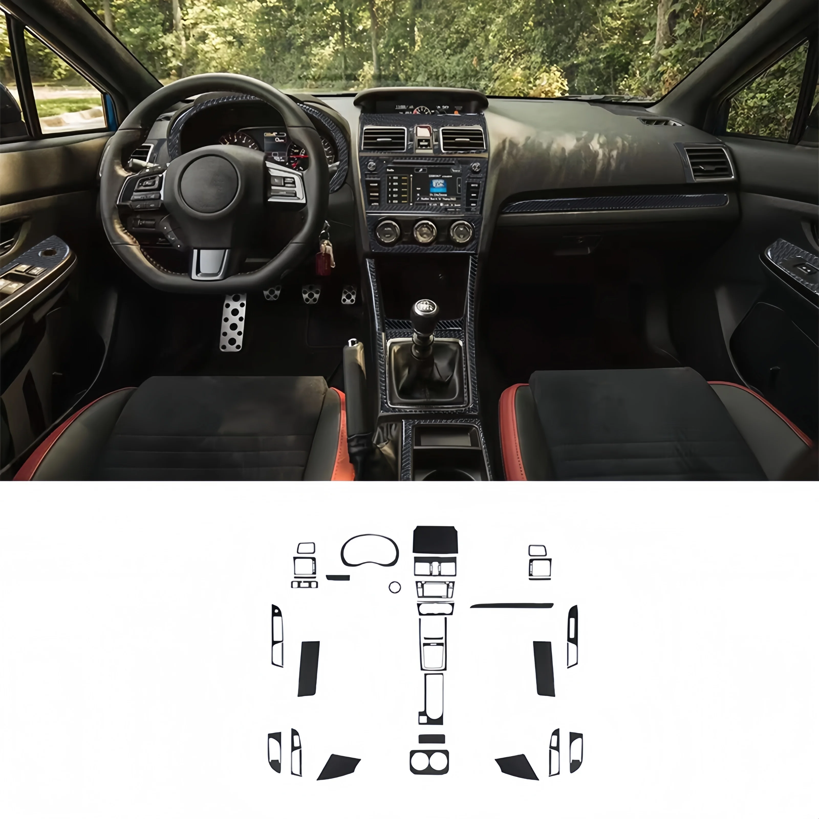 

For Subaru WRX 18-23 Carbon Fiber Car Center Console Gear Shift Dashboard Air Vent Outlet Trim Cover Decor Stickers Accessories