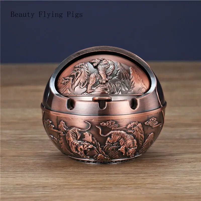 1PC alloy Retro ashtray living room bookshelf office Animal Shapes peacock tiger cattle pig elephant Home  lecoration figurines