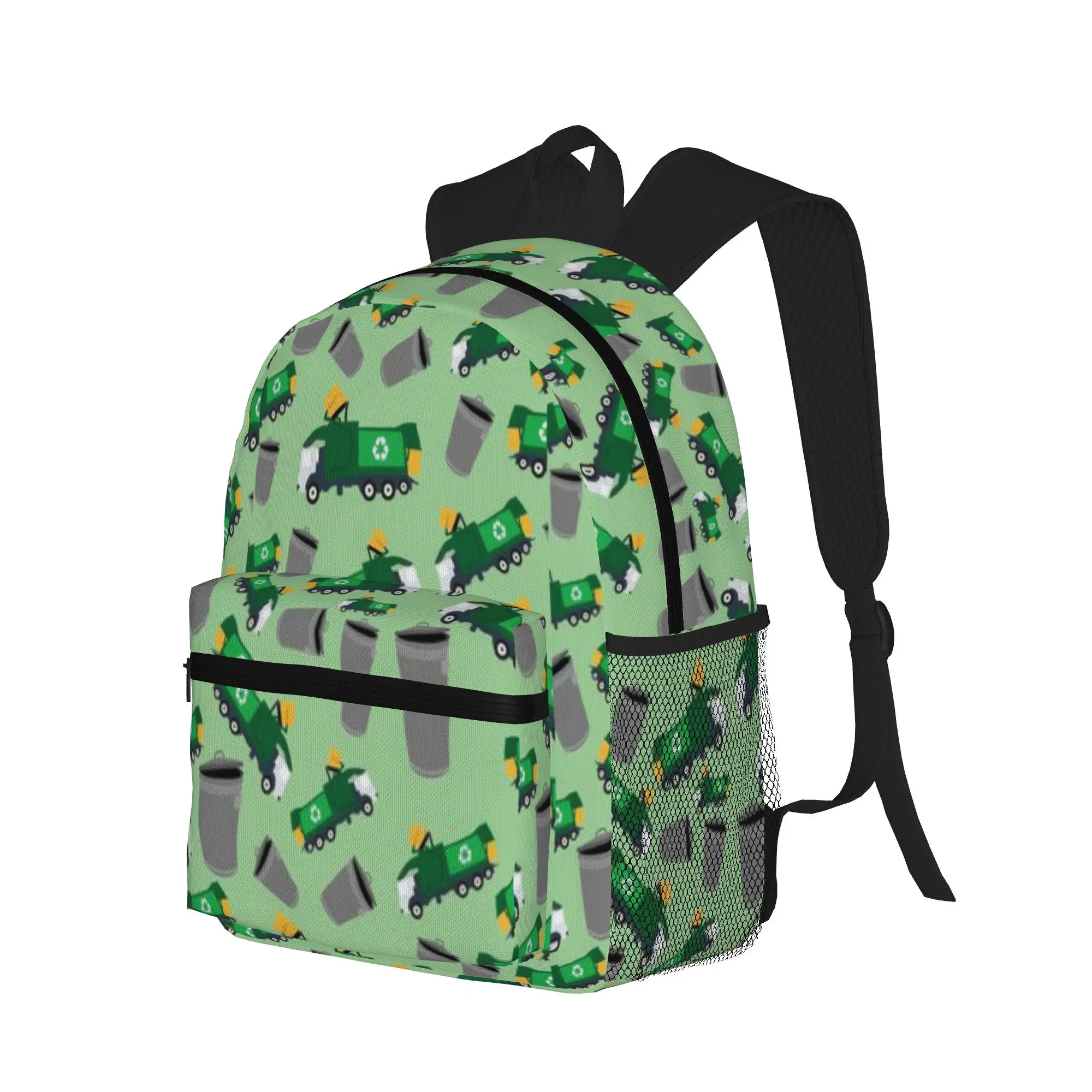 Recycling Garbage Truck Pattern  Casual Backpack for Students and Adults Bags