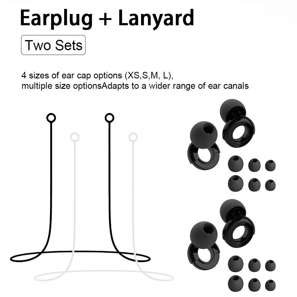 Waterproof Silicone Earplugs With 2 Silicone Anti-Lost Cords, Reusable Noise Reduction Ear Plugs For Swimming Sleeping Travel