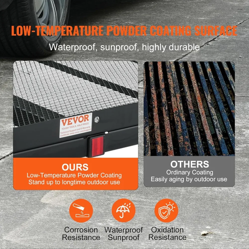 Грузовой багажник с креплением на сцепное крепление и складная рампа, железная корзина для сцепного стойки со стабилизатором и ремнями, переноска для мобильного скутера 500 фунтов