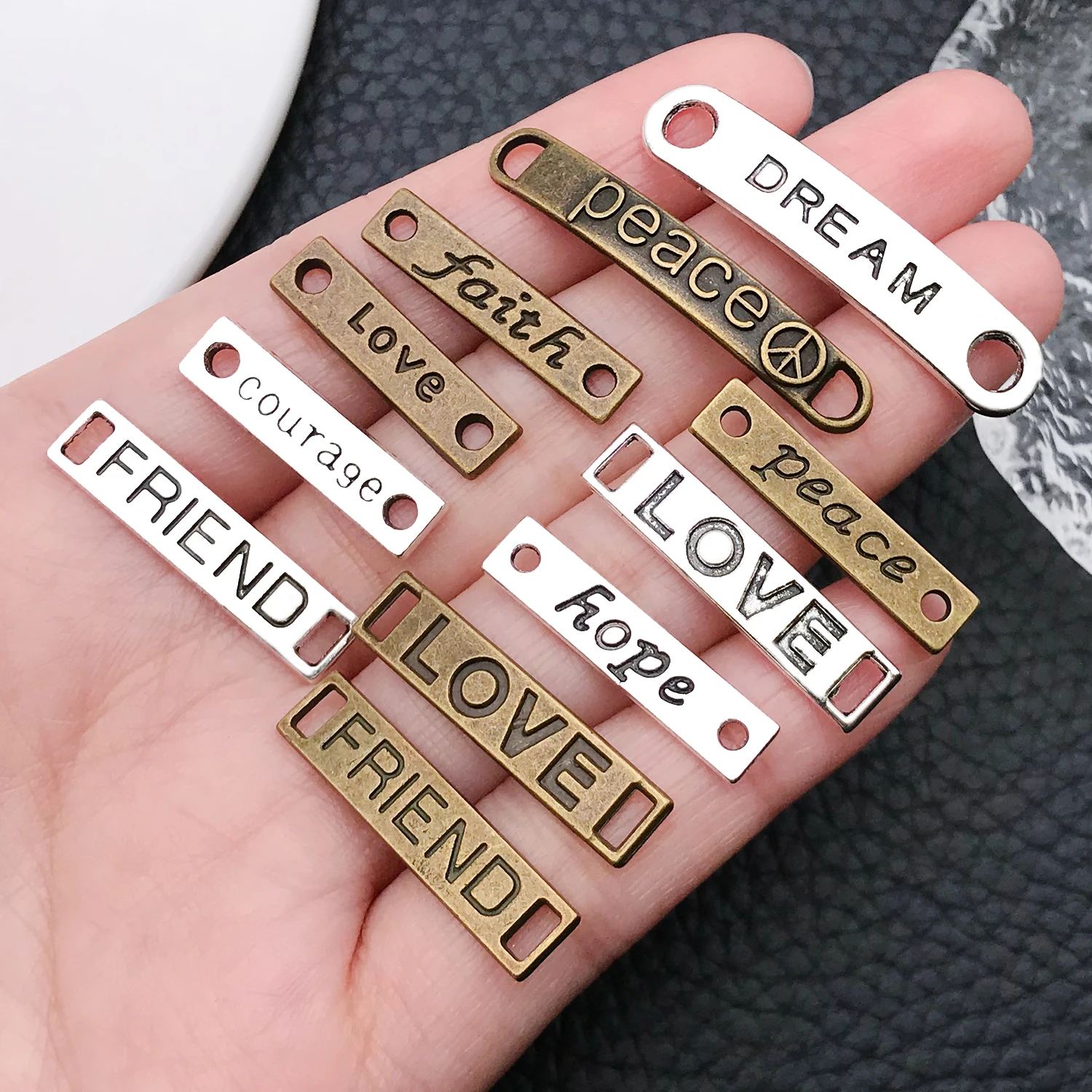 80pcs Mixed Sizes Styles DIY Alloy Jewelry Findings, Alphabet Connector Charms Pendants for Bracelets Necklaces Accessories