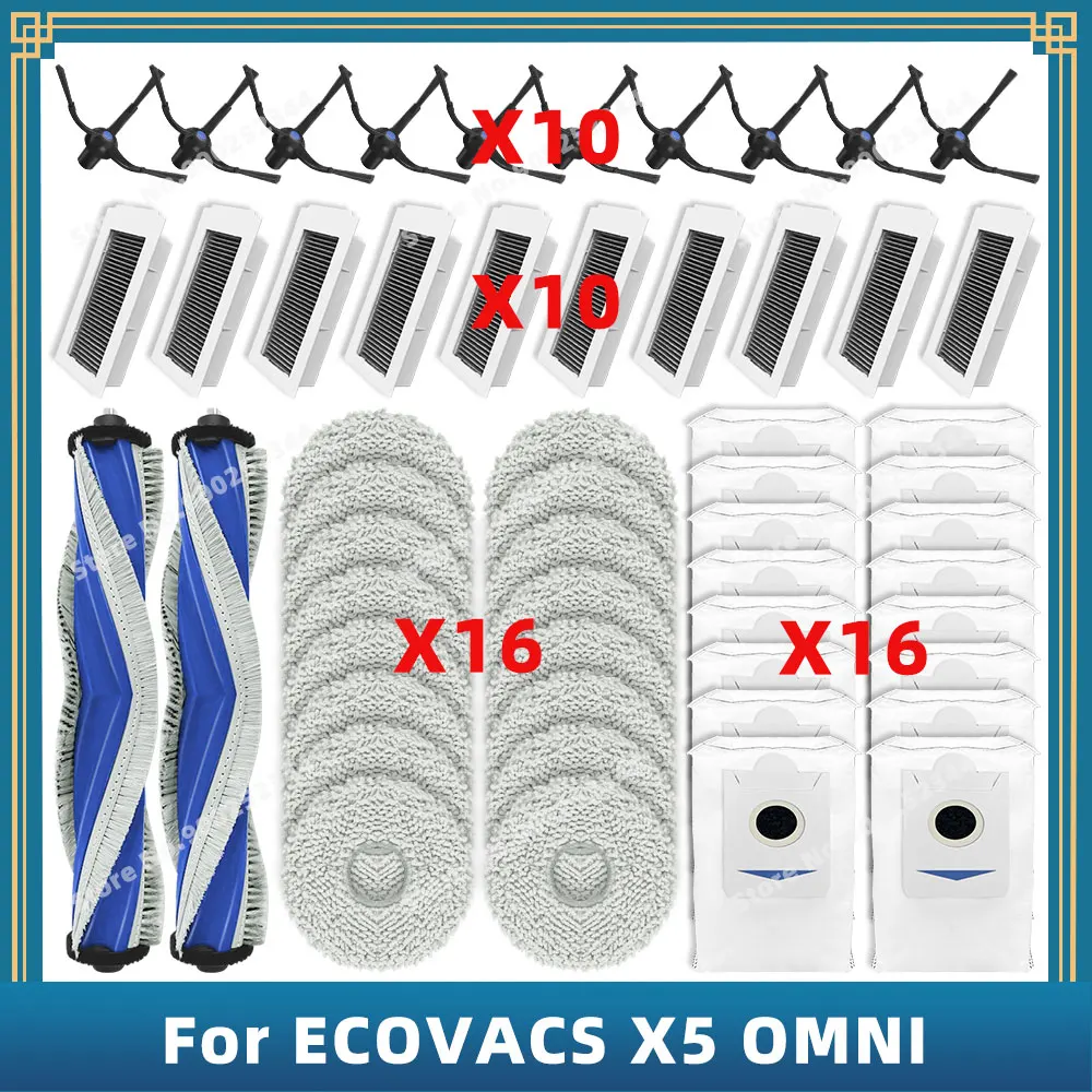 Compatible For ECOVACS DEEBOOT X5 OMNI / X5 PRO OMNI Replacement Parts Accessories Main Side Brush Filter Mop Cloth Dust Bag