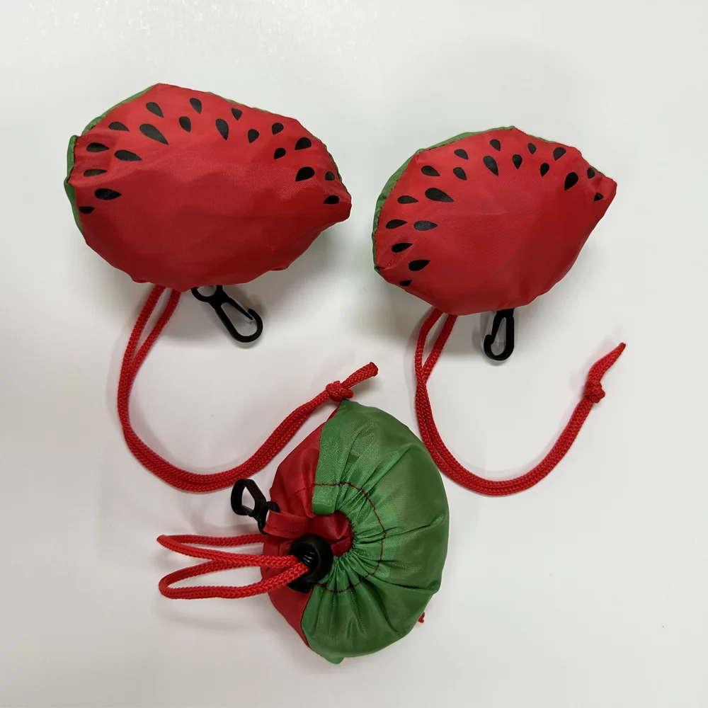 حقيبة تسوق بطيخ رائعة وقابلة لإعادة الاستخدام وسهلة الطي معاد تدويرها حقيبة فواكه بوليستر محمولة راقية للإعلان