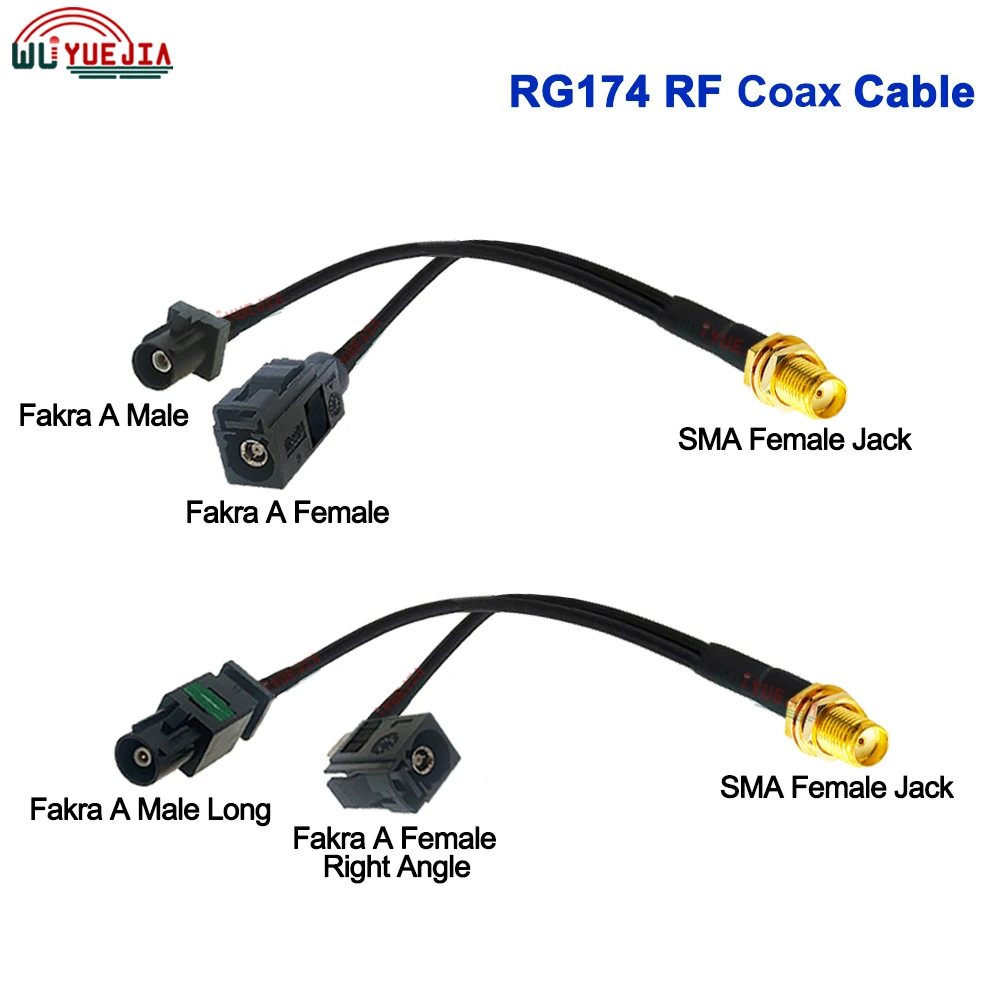 

RF Coaxial Cable SMA Female Jack to Black Fakra A Male Plug + Female Jack Connector 50 ohm WIFI Antenna Extension Jumper Pigtail