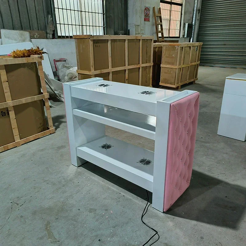 

High Quality Modern Salon Furniture Nail Tables Wood Manicure Table Station with Fan