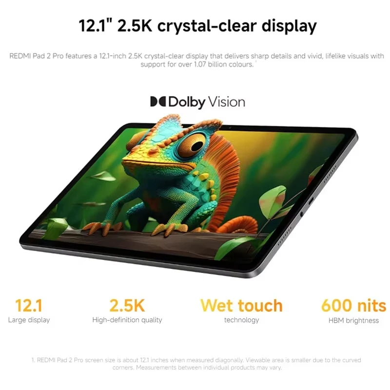 Xiaomi Redmi Pad 2 Pro Versión Global, Tablet con Pantalla de 12.1 Pulgadas y Resolución 2.5K, Batería de 12000 mAh, Snapdragon 7s Gen 4, Android 13, Wi-Fi 6 5