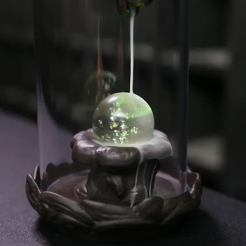 1pc, Backflow Incense Burner for Home Decor Creative Led Feng Shui Ball Chinese Dragon Acrylic Windproof Backflow Incense Burner