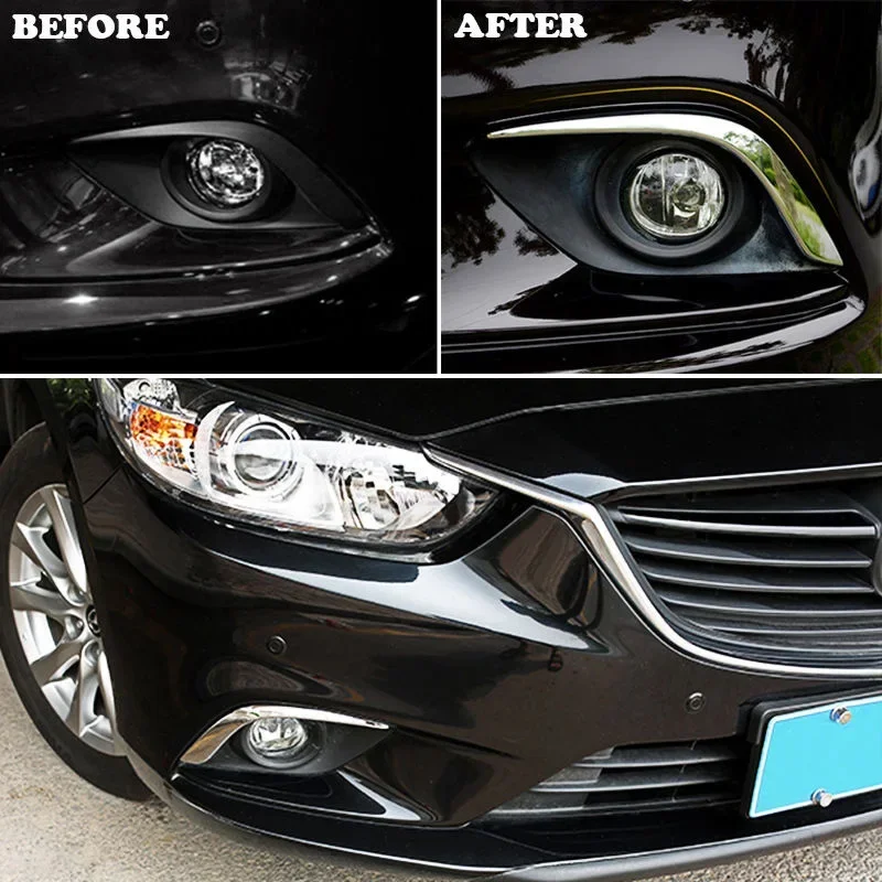 

Carhome 2x Silver Chrome Front Fog Light Lamp Cover Trim Strip Fit For Mazda 6 Atenza Gj 2014-2016 Auto Decoration NEW