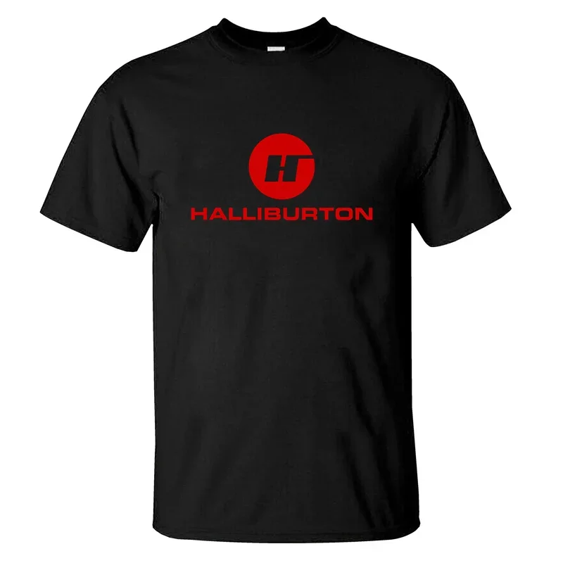 

2024 Hot Sale Summer 100% Cotton Black Halliburton Logo T Shirt Men Short Sleeves Cool Tee Hip Hop Streetwear T-shirt