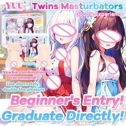 YUU Twins Masturbators for Men Artificial Vaginal Pocket Pussy Sex Doll Masturbation Cup Anime Adult Sex Toy for Peni Stimulate