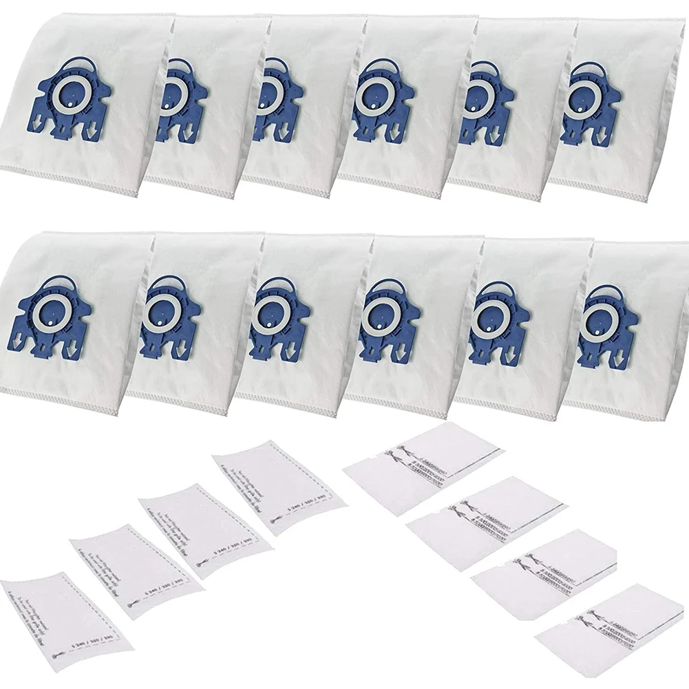 12 bolsas para aspiradora + 8 filtros compatibles con HyClean Miele GN 3D 10408410, bolsas clásicas de eficiencia C1 para aspiradora