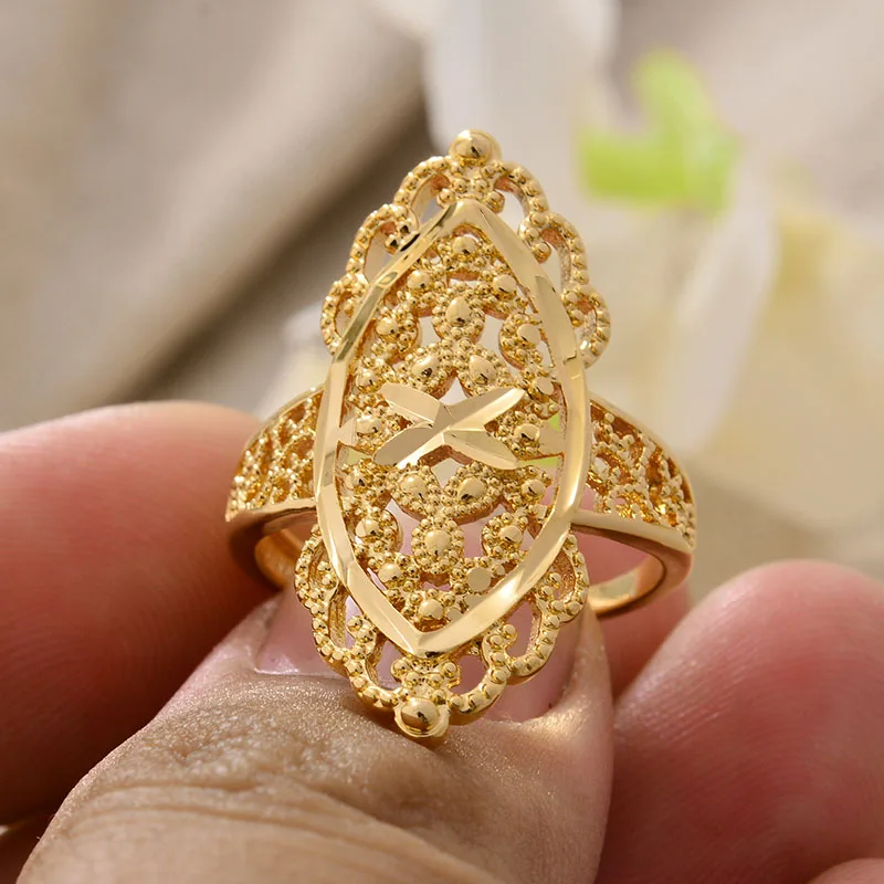 

Fashion Gold Color Rings for Women Men Dubai Plated Bridal Wedding Rings Gifts Designer Jewellery