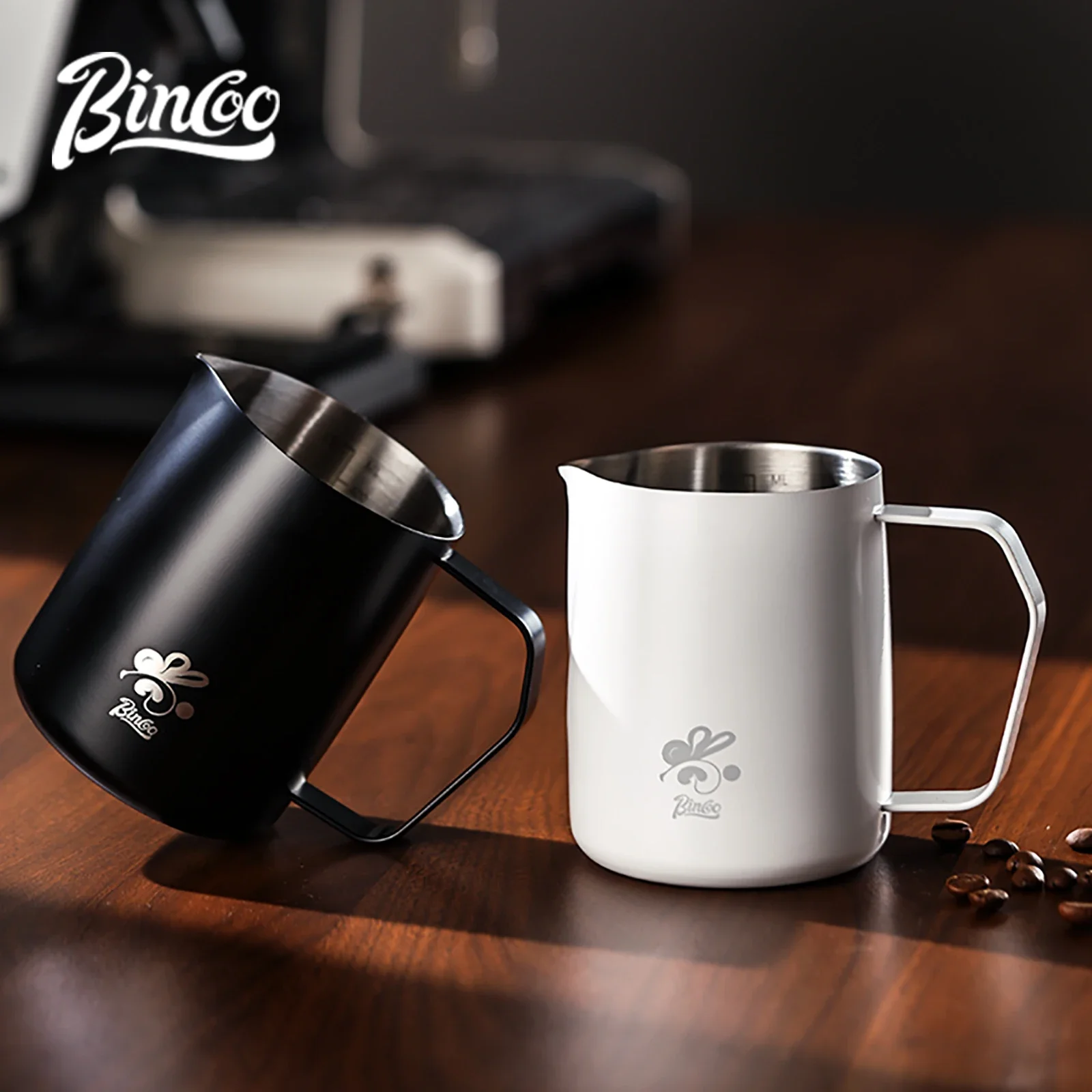 Bincoo Professional Espresso Milk Frothing Jug Sharp Spout Cup with Volume Scale  Essential Latte Art Tool for Home and Cafe Use