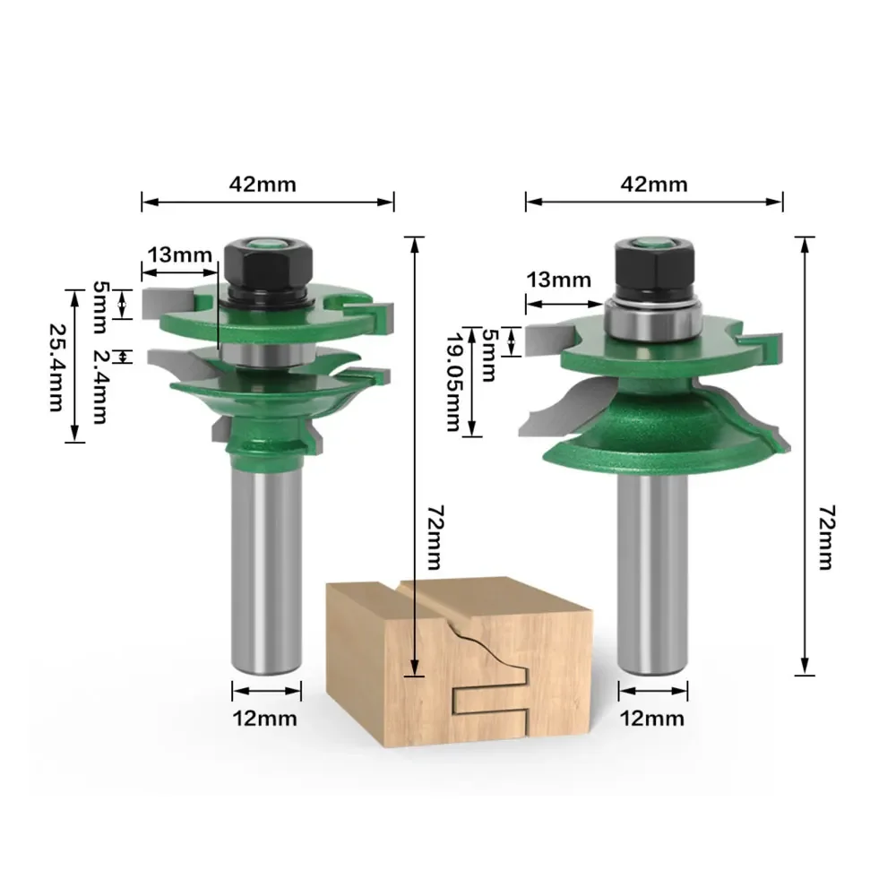 Binoax 12mm Shank Raised Panel Cabinet Door Router Bit Set 2 Bit Ogee Woodworking Cutter Woodworking Router Bits