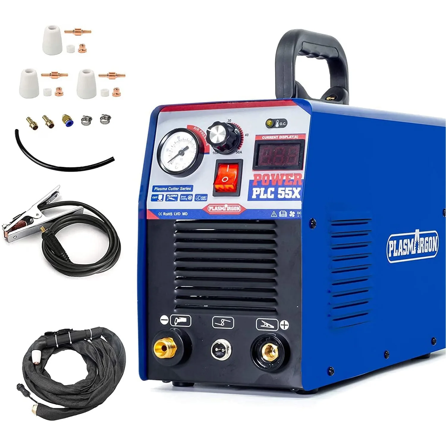 PLASMARGON 55A Plasma Cutter,Air Plasma Cutting Machine,Pilot Arc IGBT Inverter 1/2