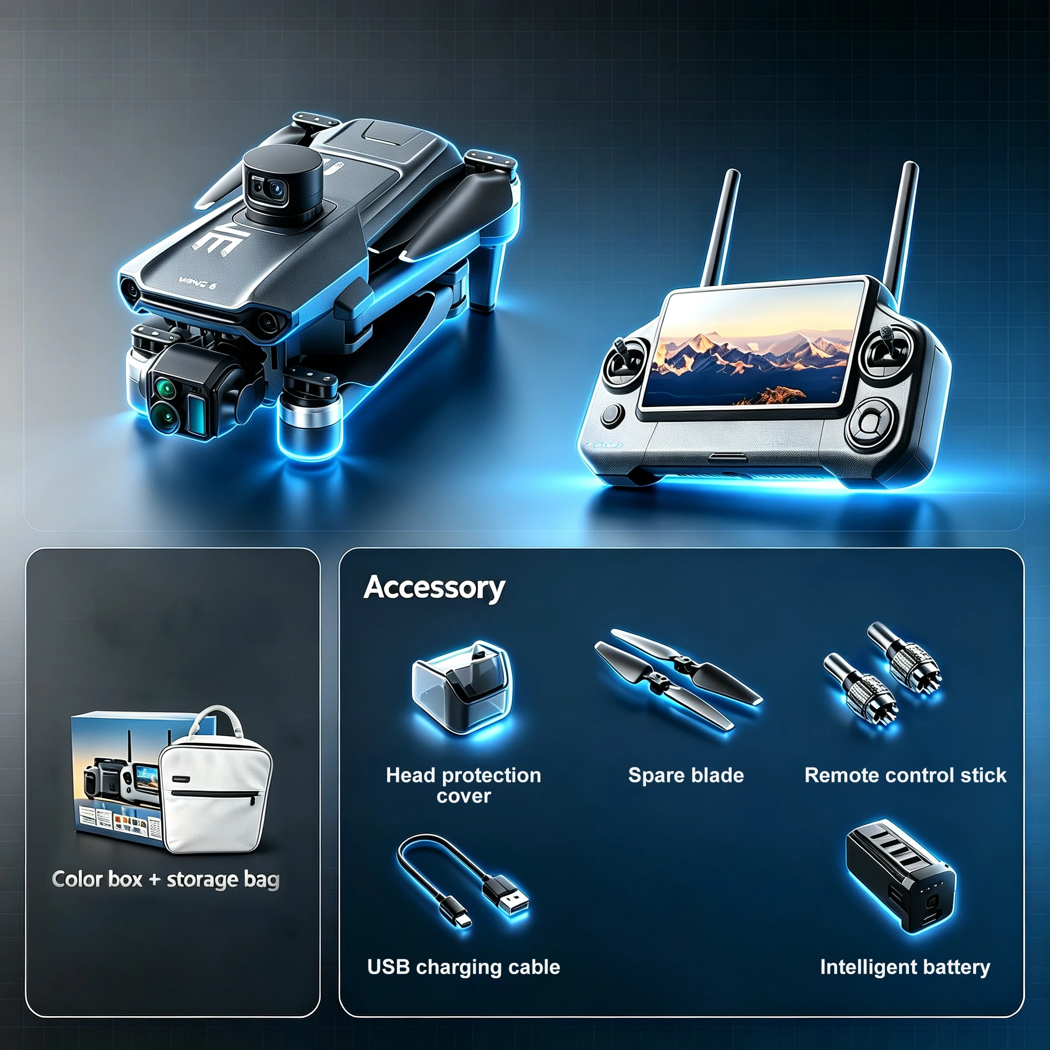 2026 Wing 6 GPS Professionele Drone Drieassige Gimbal HD Dubbele Camera's Lange Afstand 5G WIFI FPV RC Drone Smart Touch Scherm RC Besturing VS P7 Max Speelgoed