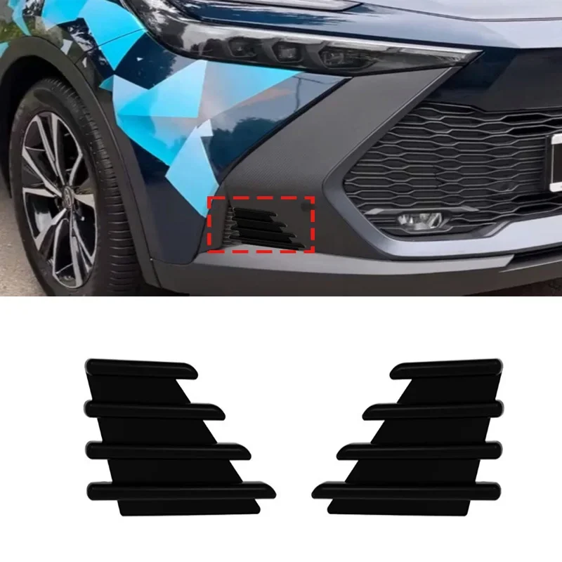 

For Toyota CHR C-HR 2024 2025 ABS Black Front Bumper Specific Fog Light Vent Guide Decorative Surface Car Accessories