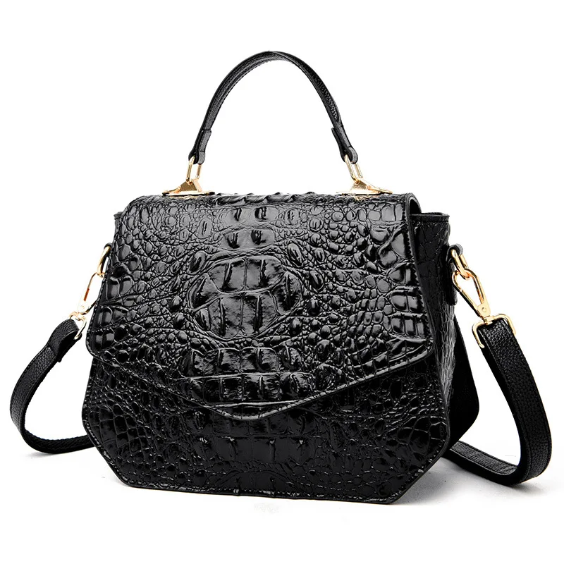 2023 New Women's European and American Vintage One Shoulder Handbag Crocodile Texture Crossbody Bag Fashion Bag