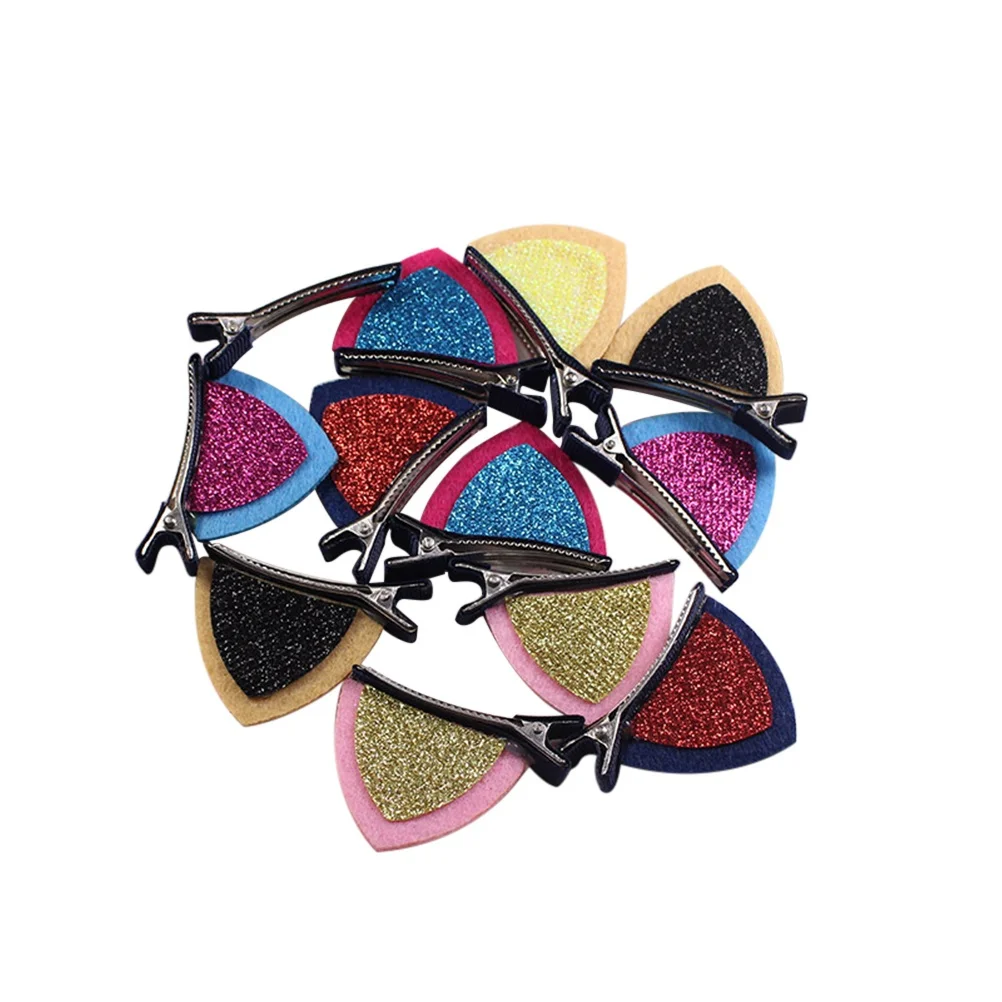 

12Pcs Children Hair Clips Cat Ear Double Sided Hairpins for Girls Fancy Dress Party Hair Accessories Cat Ear Clip