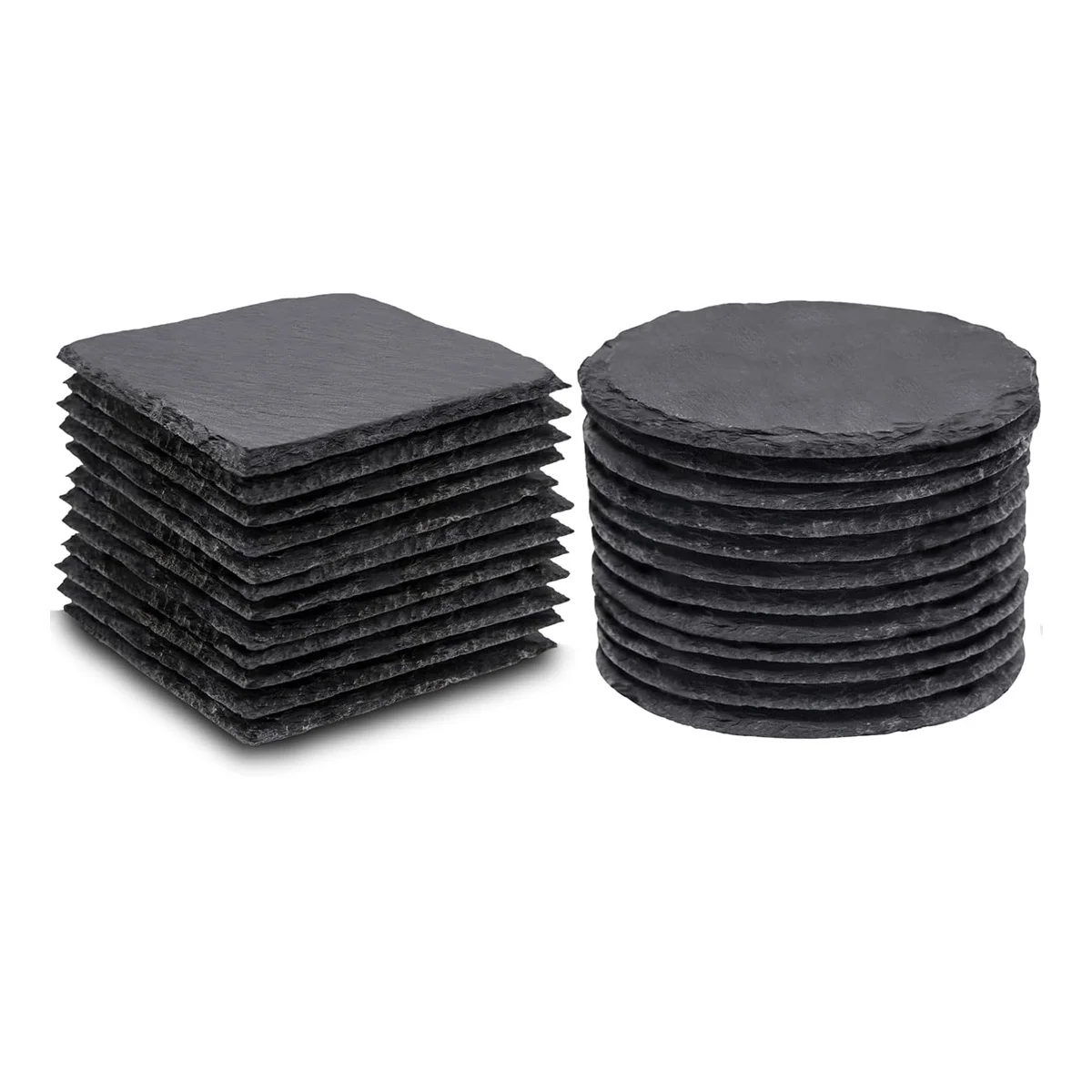 8pcs Slate Coaster Blanks, Uncharged Stone Material, 4-Inch, Handmade Square & Round, for Laser Engraving, DIY Crafts