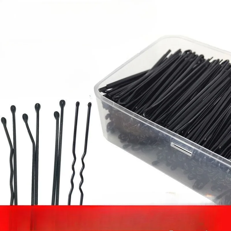 مشبك من كلمة واحدة، مشبك أسلاك فولاذية ضيقة سوداء، شعر قرصي ثابت مكسور