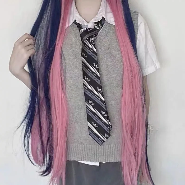 Panty and Stocking with Garterbelt Stocking Anarchy Cosplay blue Pink Fusion Long Straight Heat Resistance Wig