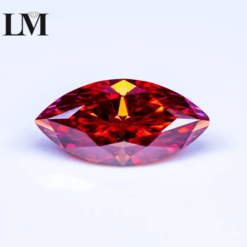 Moissanite Gemstone Watermelon Red Color Marquise Cut Lab Grown Diamond Charms Woman Jewelry Making Materials Free Delivery