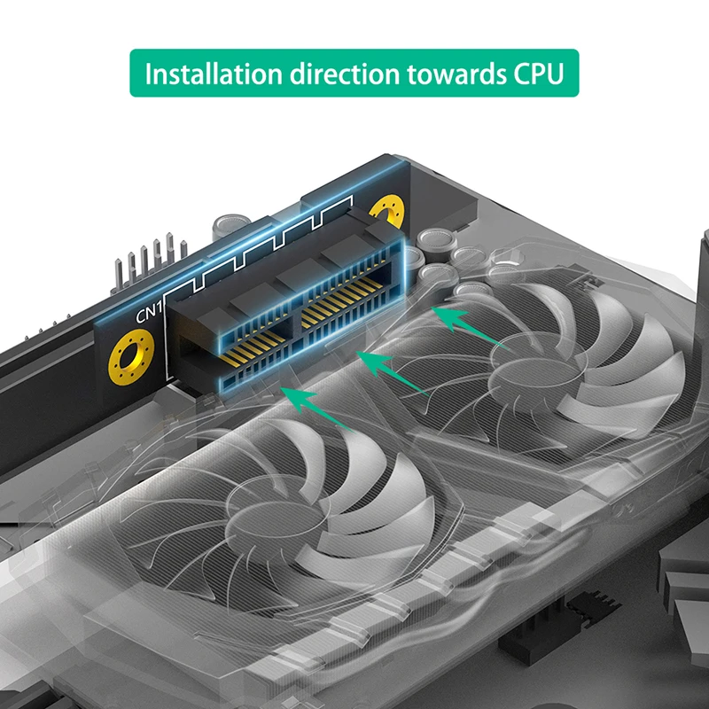 PCIE X1 3.0 kartu Riser pria, papan konverter adaptor Riser pria ke Wanita terbalik PCI Express 1X hingga 1X untuk 1U Server PC 20mm