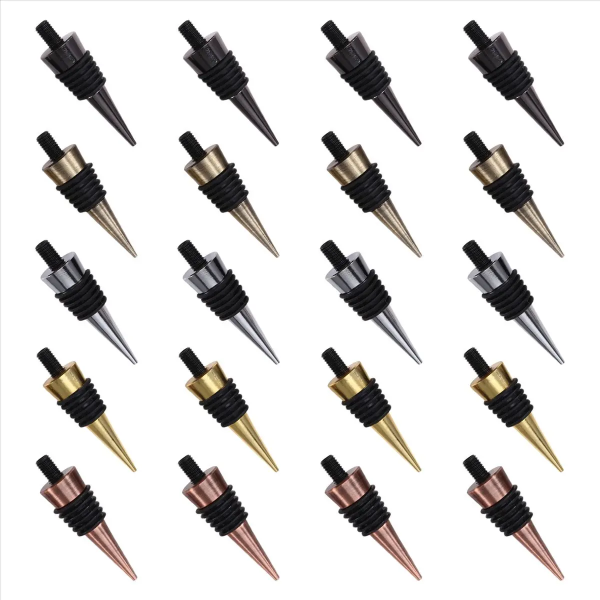 ABFS 20Pieces Blank Bottle Stopper with Threaded Post Metal Wine Stopper Inserts Set Hardware for Wood Turning DIY Project