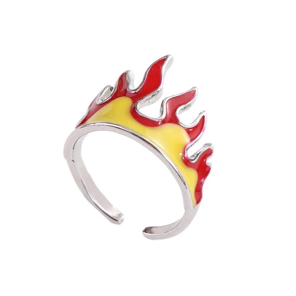 Creative Cool Flame Ring Daily Decoration Personality Hip Hop Style Ring Fashion Euro-American Open Adjustable Ring Men