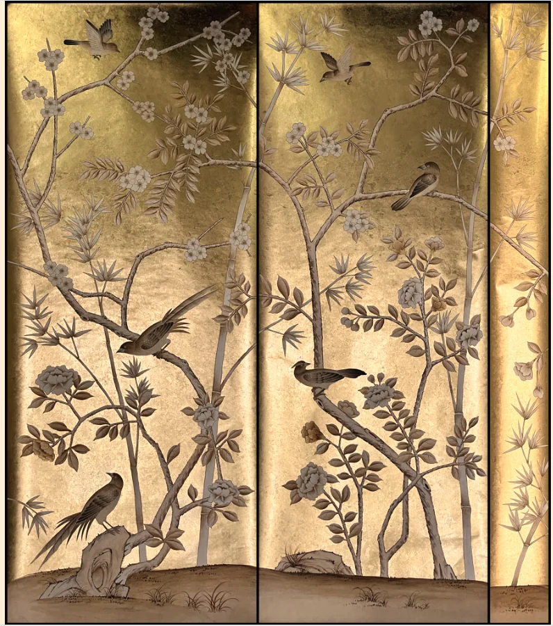 Custom Luxury Hand-Made Gold Gilded Wallpaper Hand Painted Flower/bird Bedroom/Living/Study/Dining Room/Porch/Sofa/TV Wall Paper