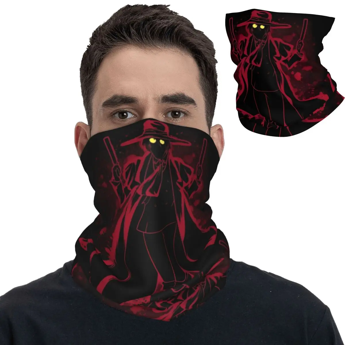 Hellsing Anime Alucard Bandana Neck Cover Printed Manga Vampire Wrap Scarf Multi-use Face Mask Riding Unisex Adult All Season