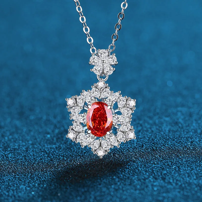 

PT950 Platinum Artificially Cultivated Gemstone Simple Fashion Sea Blue Treasure Gold Padma Red Green Women's Necklace