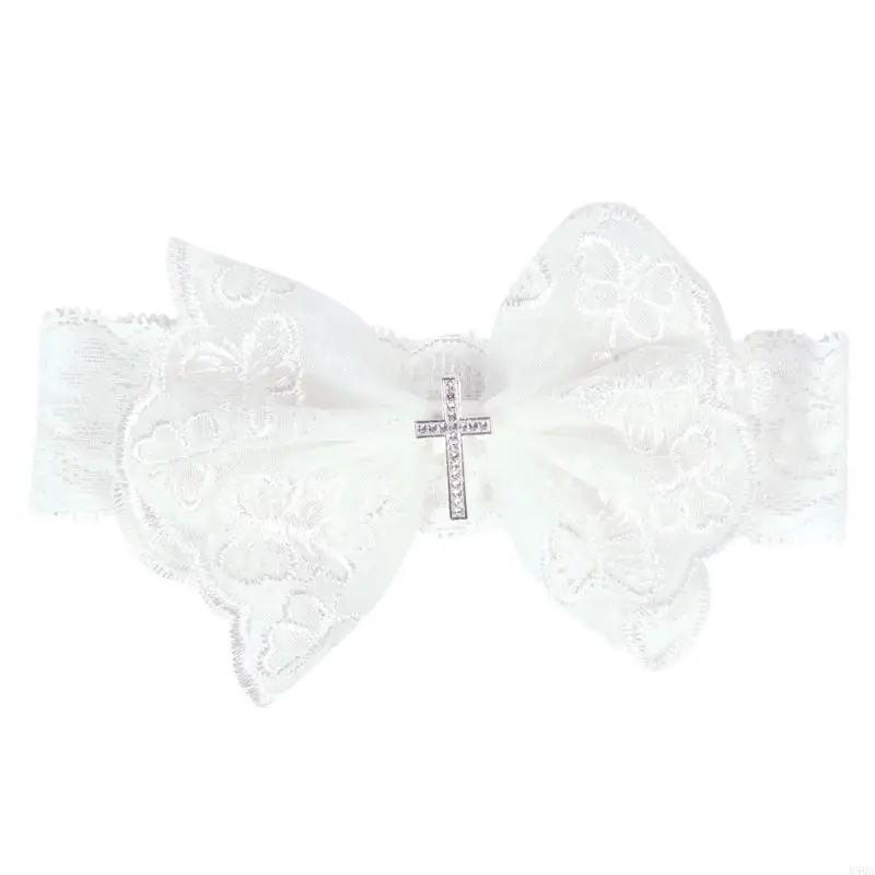 D5QA Baby Bow Headband Little Girl Lace Hair Bands Spring Headwear Princess Headdress