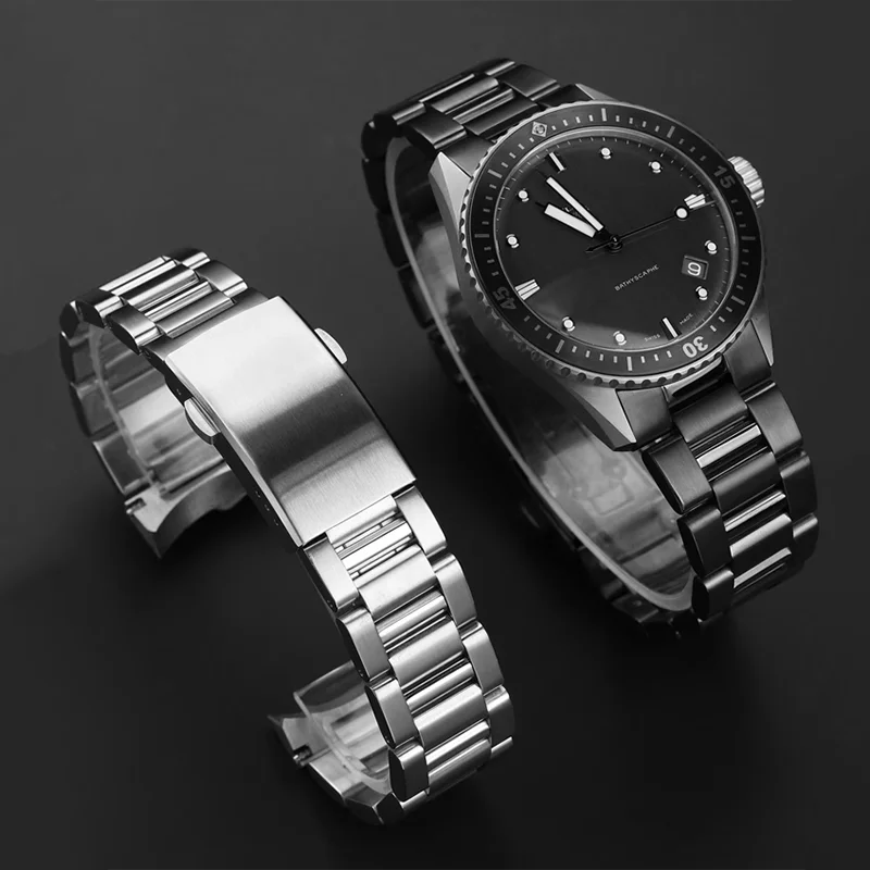 

Soild Stainless Steel Men WatchBand For BLANCPAIN Fifty Fathoms Series 5000 5054 5015 316L Arc mouth Watch strap wristband