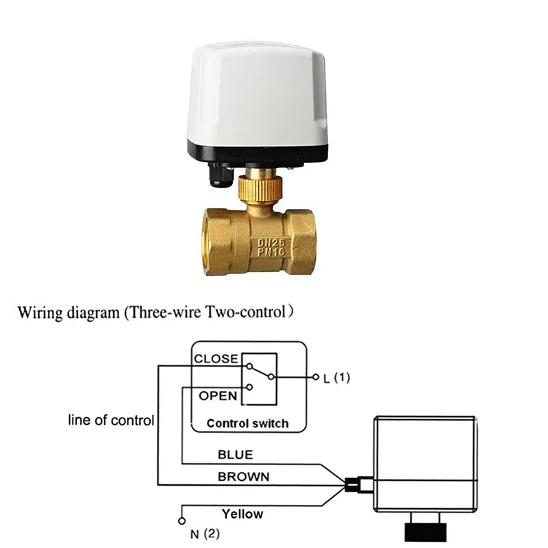1/2 "3/4" 1 "2" wasserdichter motorisierter Kugel hahn 3/4 V 12V 24V Messing elektrischer Kugel hahn Dreidraht-oder Zweileitungs-Messing kugel hahn – Detail 4