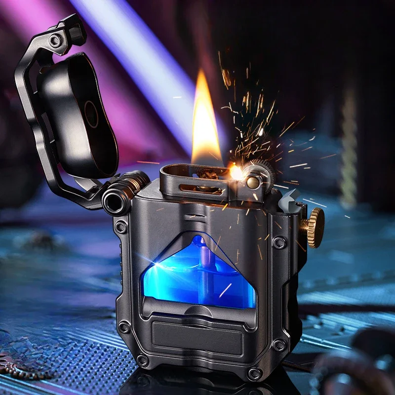 High-looking Metal Machine, Cool Mechanical Kerosene Lighter, Personalized and Creative Mechanical Lighter Gift for Men with Box