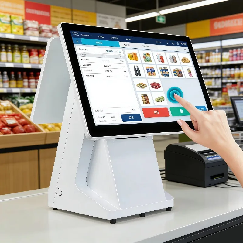 

2026 Wholesale 15.6 Inch Capacitive Touch Dual Screen IPS Panel POS System Android/Linux/Windows OS 1920x1080 Resolution WIFI