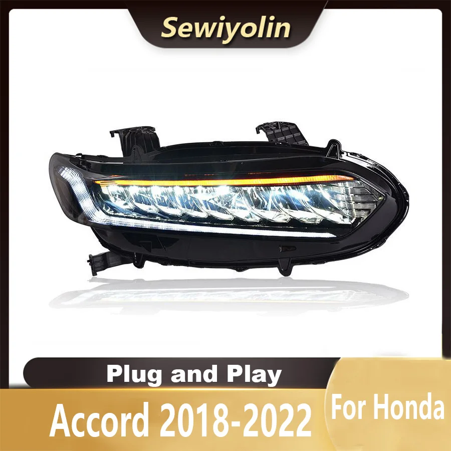 

For Honda Accord 2018-2022 Car LED Headlight Auto Head lamp Reverse Brake Fog Front lights DRL Plug and Play IP67 2pcs/Set