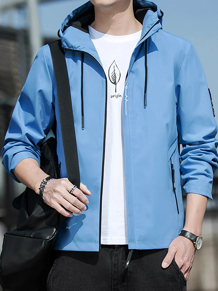 

TUCANO Spring Autumn 2025 Men's Loose Fit Hooded Jaet Casual Workwear Windproof Outerwear Polyester Fabric Zipper Closure