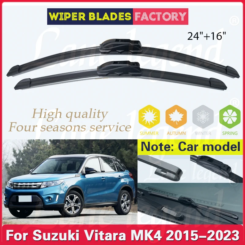 

2pcs For Suzuki Vitara MK4 2015 2016 2017 2018 2019 2020 2021 2022 2023 Car Front Wiper Blades Clean Window Rain Brush 24"+16"