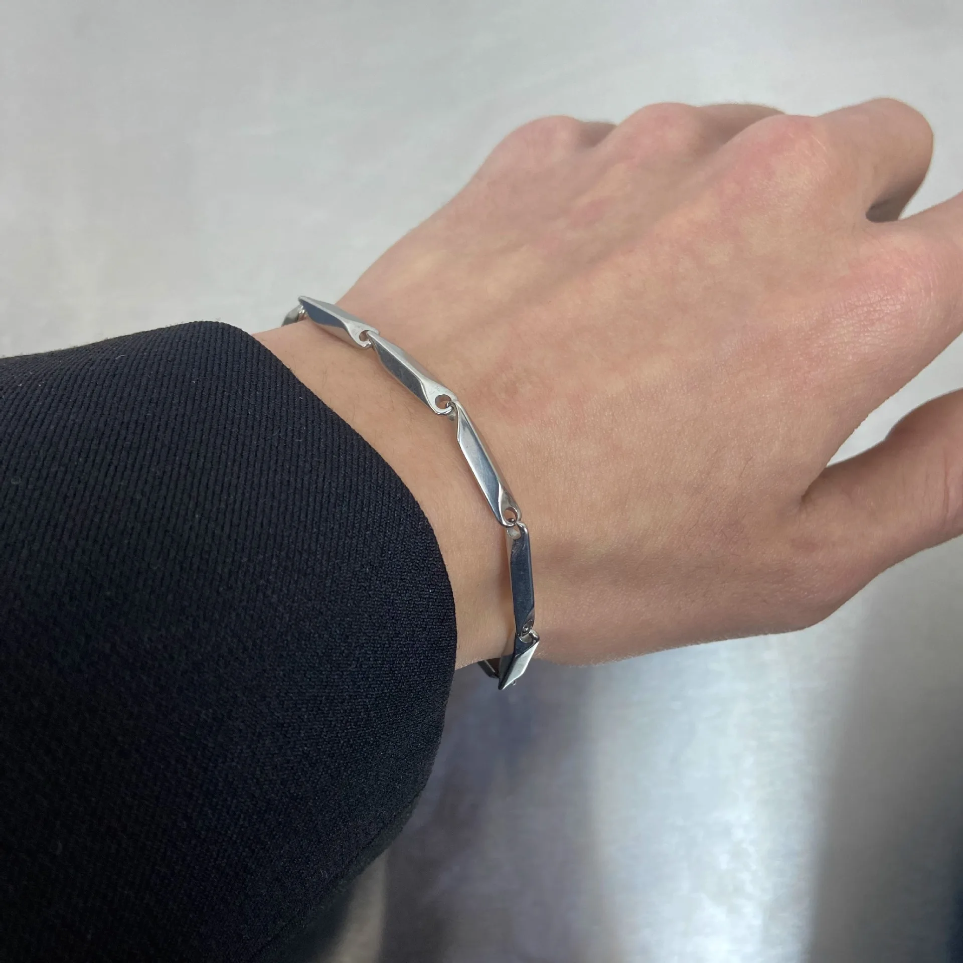 3mm Silberfarbene Edelstahl-Melonensamenkette Herrenarmband Hip-Hop Rock Schmuck Einfaches Modearmband für Damen – Detail 3