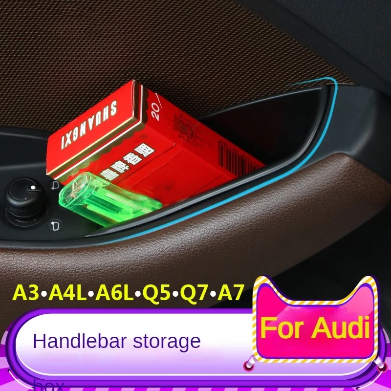 For Audi Car Front Rear Door Handle Storage Box Multifunction Trims Organizer Case Fit A3 A4 A6 A7 Q5 Q7